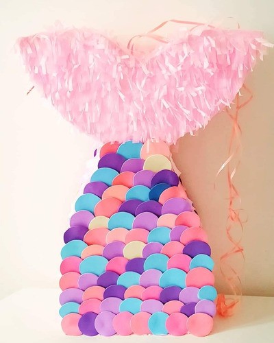 piñata cola de sirena rosa